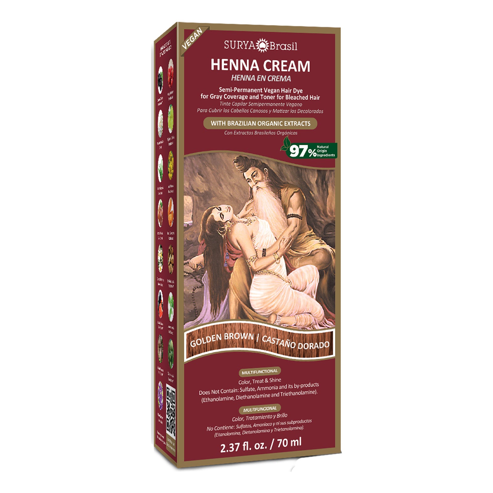 Surya Brasil Henna Cream Golden Brown: Natural Hair Color & Care